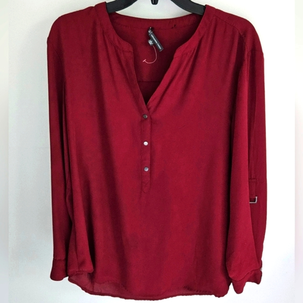 Adrianna Papell Burgundy Popover Blouse
